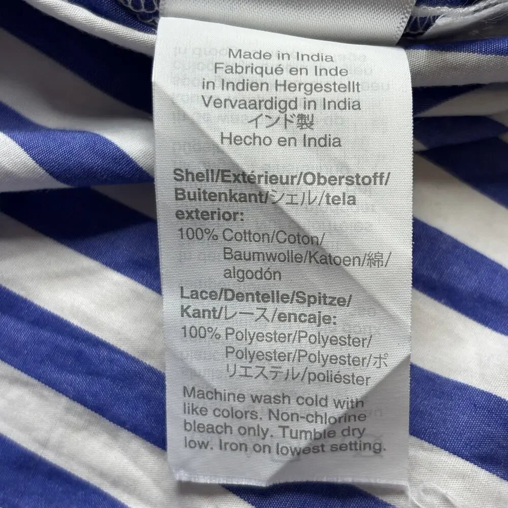 J.Crew Blue White Stripe Tie Waist Shirt Dress‎ Size 0 Coastal Summer Tunic